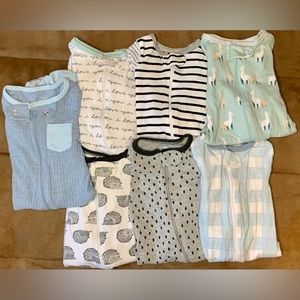 0-3 Month 7 Pack of Footed Pajamas